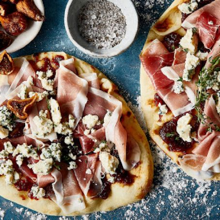 Fig, Blue Cheese and Prosciutto Flatbreads